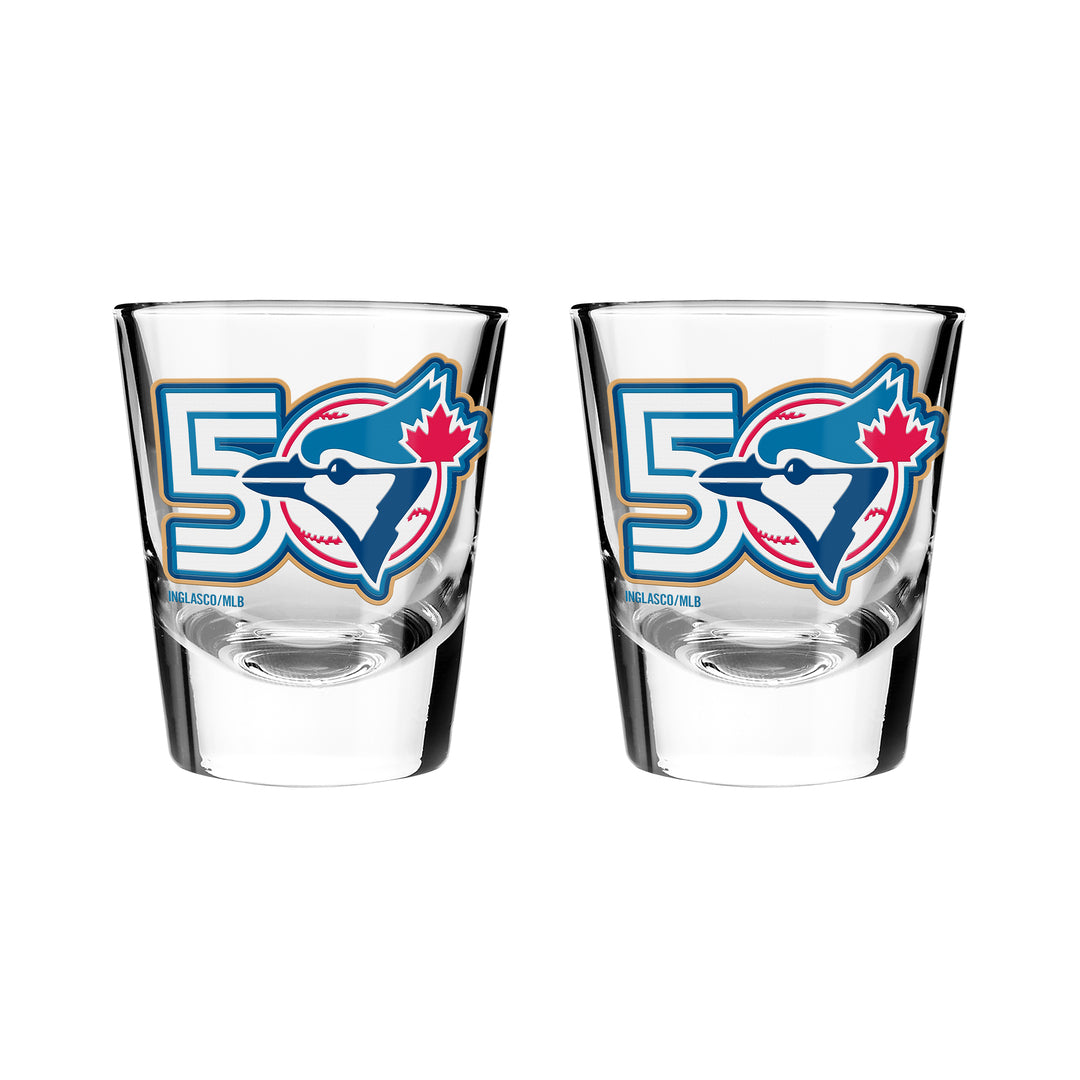 Inglasco MLB Toronto Blue Jays 2 Pack Shot Glass Set - 50th Anniversary