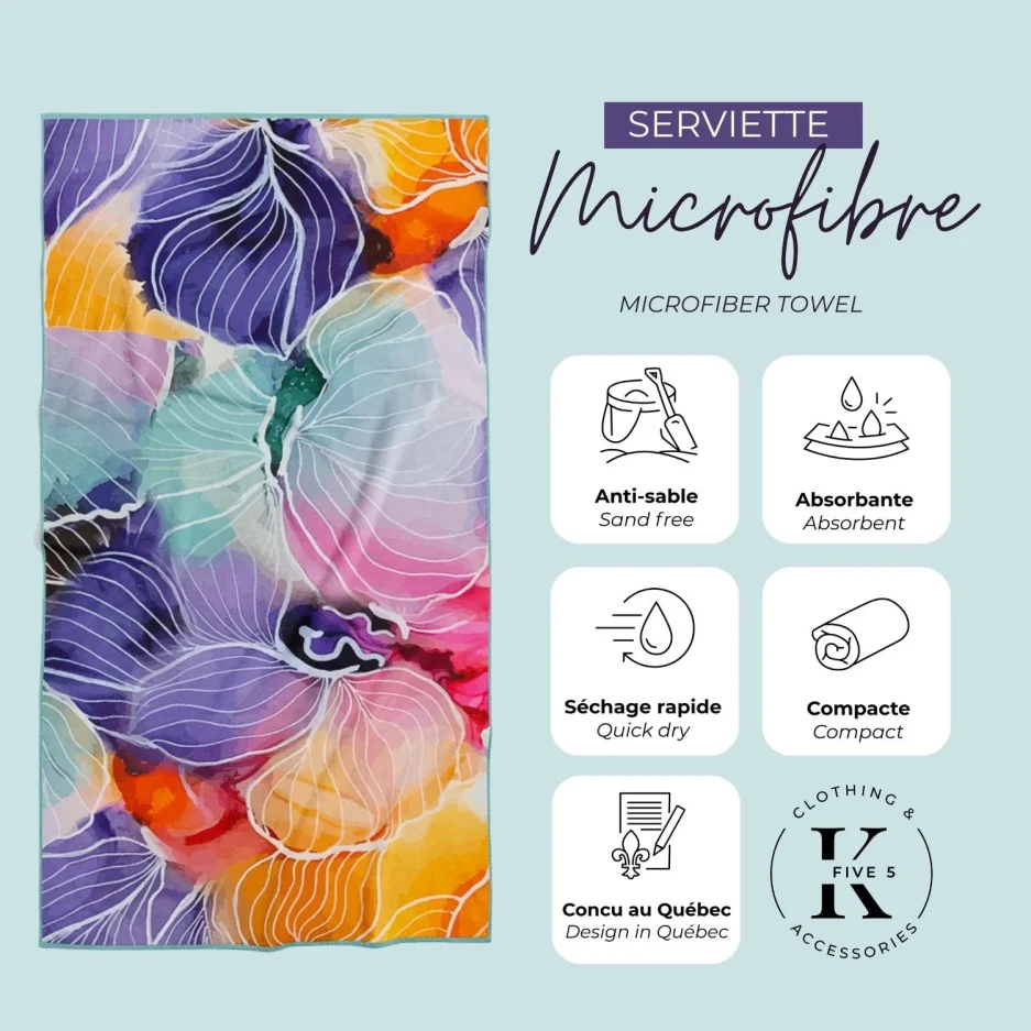 K5 Microfiber Quick-Dry 80x160cm Beach Towel Abstract Flower