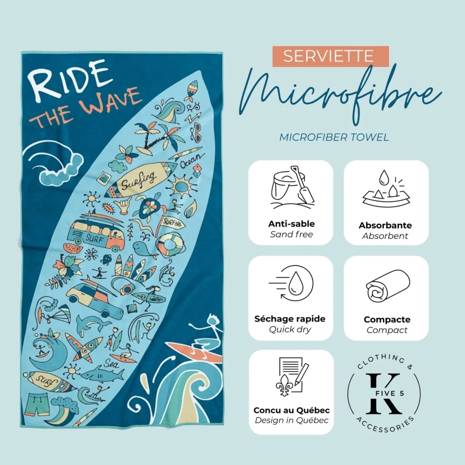 K5 Microfiber Quick-Dry 80x160cm Beach Towel Surf