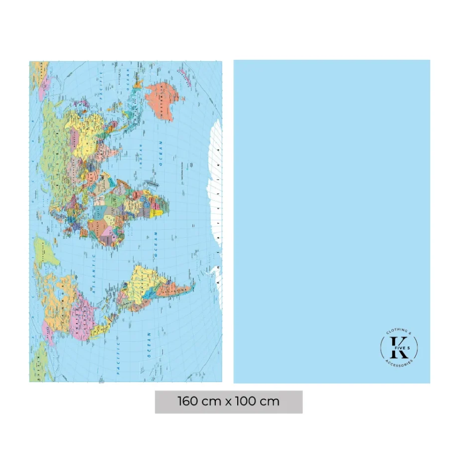 K5 Microfiber Quick-Dry 80x160cm Beach Towel World Map