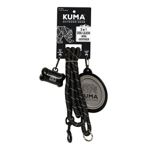 KUMA 3 in 1 Dog Leash Black/Grey
