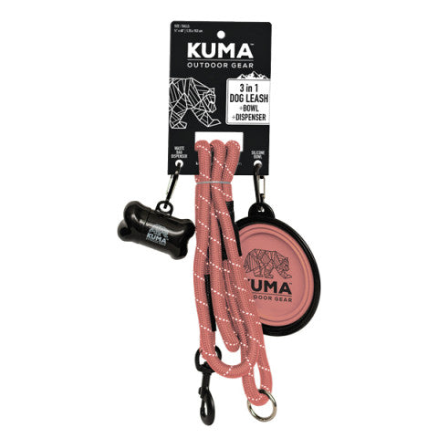 KUMA 3 in 1 Dog Leash Flamingo/Grey

