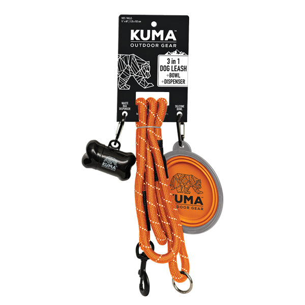 KUMA 3 in 1 Dog Leash Orange/Grey
