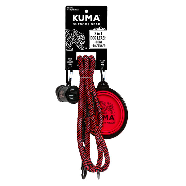 KUMA 3 in 1 Dog Leash Red/Black
