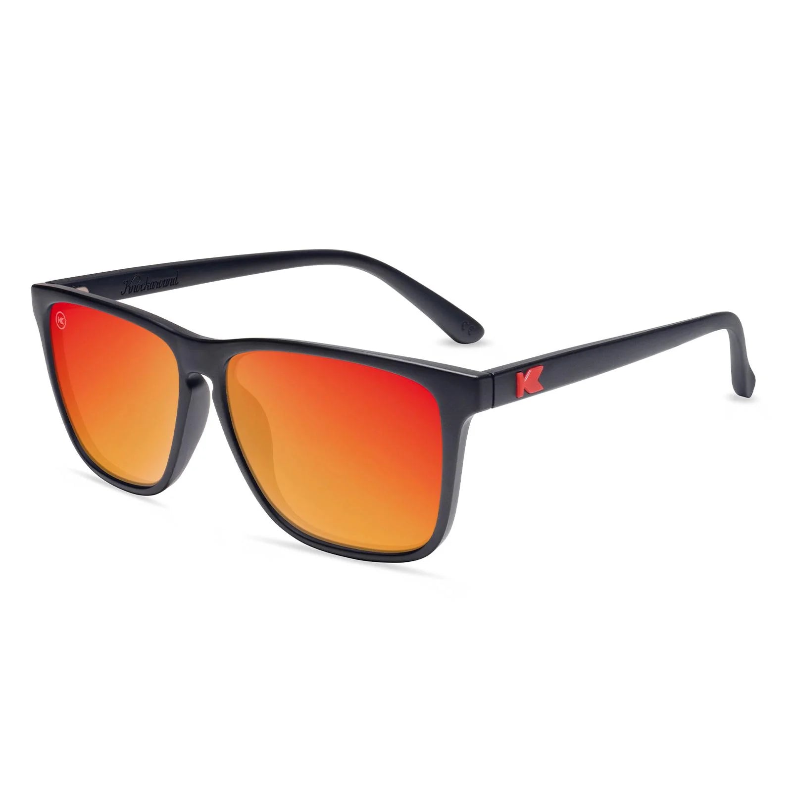 Knockaround Fast Lanes Sunglasses Matte Black Red Sunset
