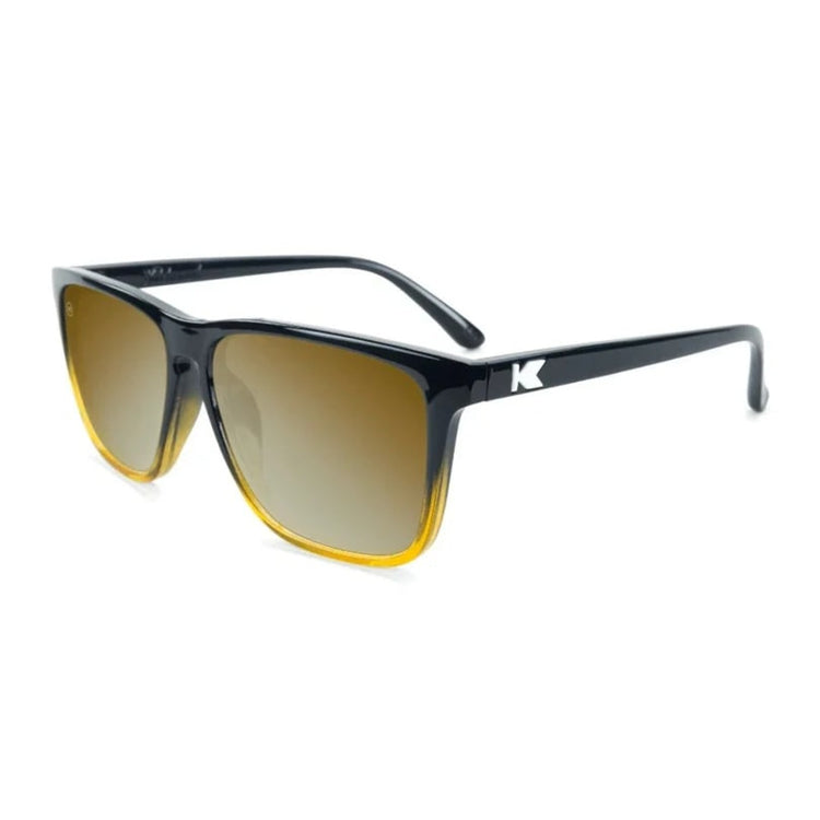 Knockaround Fast Lanes Sunglasses  Glossy Black Amber Ice/Polarized Gold
