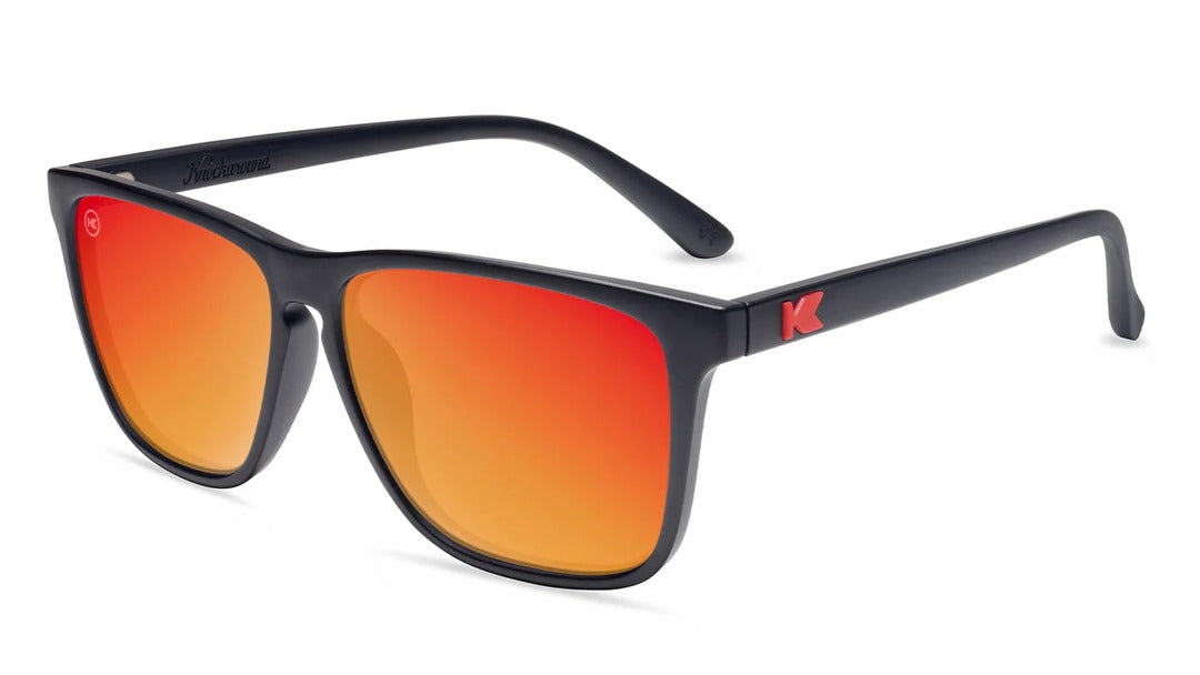 Knockaround Fast Lanes Sunglasses Matte Black/Red Sunset