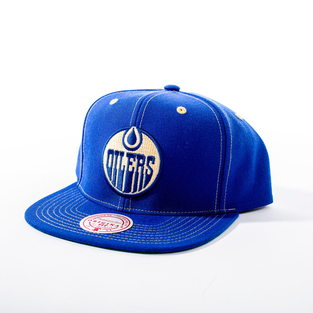 Mitchell & Ness Men's NHL Edmonton Oilers Contrast Natural Snapback Cap Blue