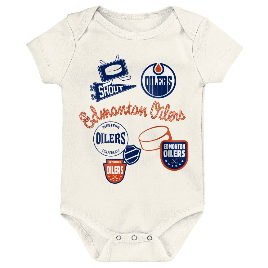 NHL Branded Infant Edmonton Oilers Littlest Player 3-Pack Creeper Set