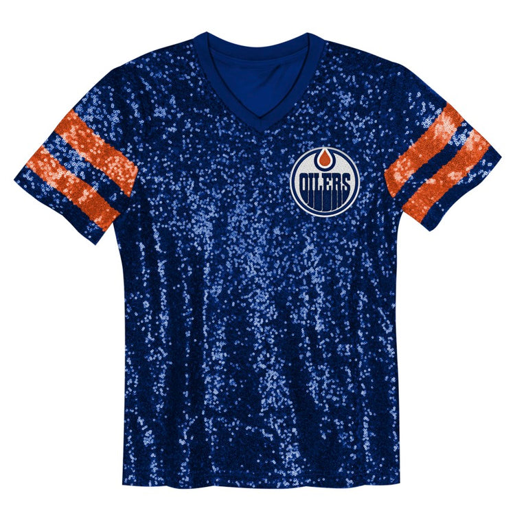 NHL Branded Child Edmonton Oilers Glam Sequined T-Shirt