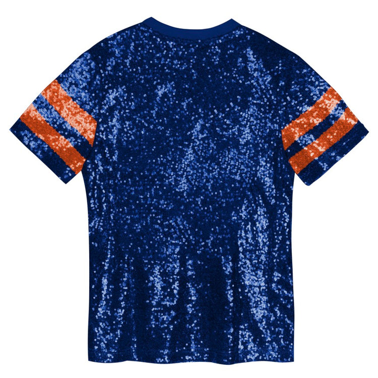 NHL Branded Girl's Edmonton Oilers Glam Sequined T-Shirt