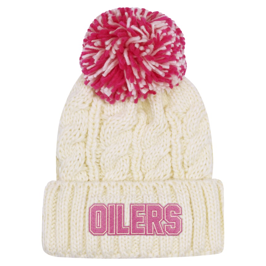 NHL Branded Girl's Edmonton Oilers Cuffed Pom Knit Toque