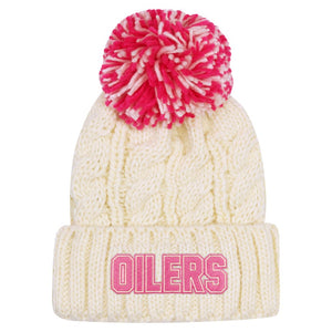 NHL Branded Girl's Edmonton Oilers Cuffed Pom Knit Toque