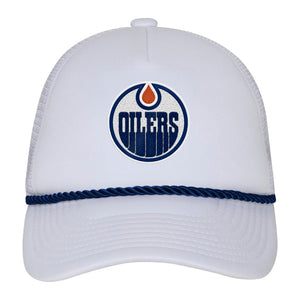 NHL Branded Girls Edmonton Oilers Fresh White Trucker Rope Cap
