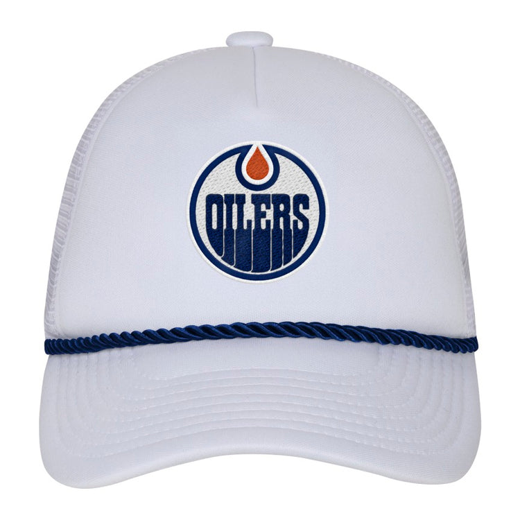 NHL Branded Girls Edmonton Oilers Fresh White Trucker Rope Cap
