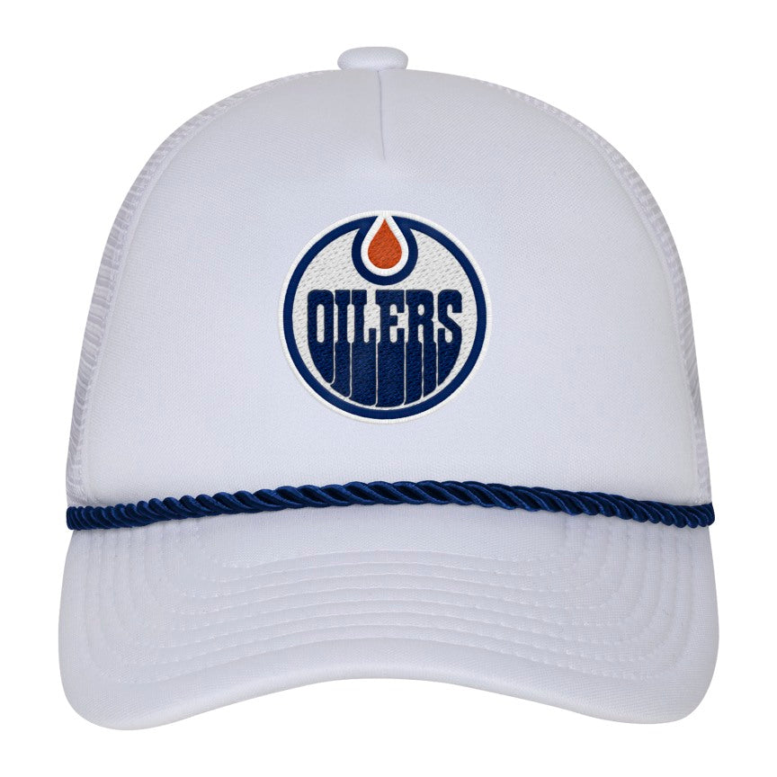 NHL Branded Girls Edmonton Oilers Fresh White Trucker Rope Cap
