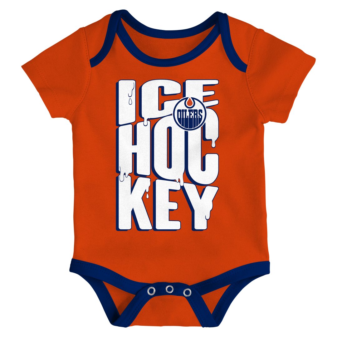 NHL Branded Infant Edmonton Oilers Triple Header 3-Pack Creeper Set