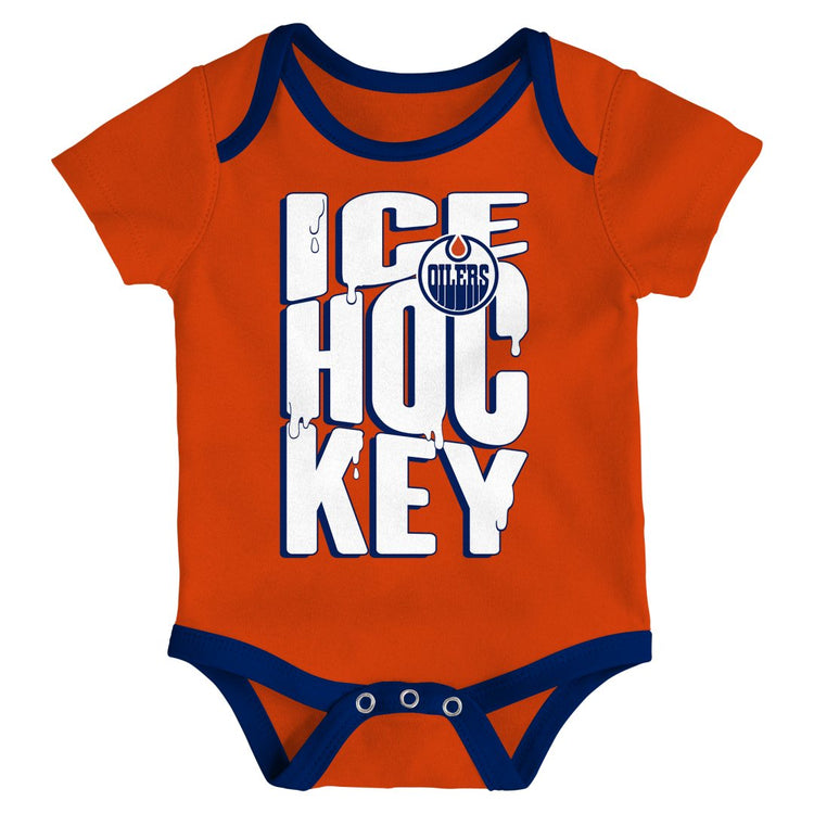 NHL Branded Infant Edmonton Oilers Triple Header 3-Pack Creeper Set