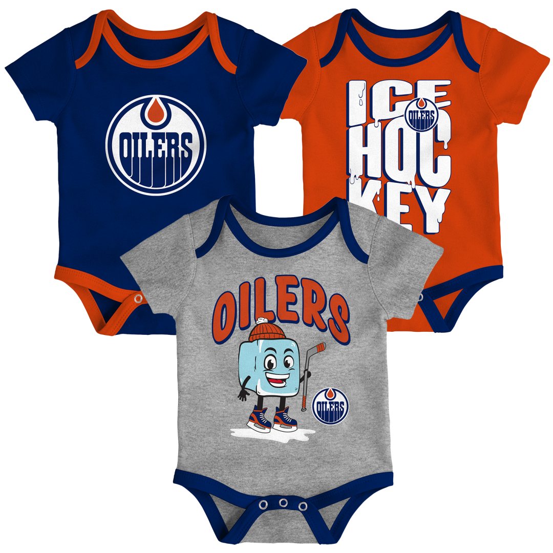 NHL Branded Infant Edmonton Oilers Triple Header 3-Pack Creeper Set