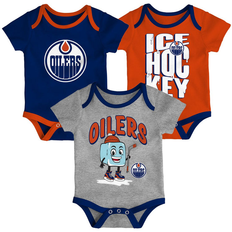 NHL Branded Infant Edmonton Oilers Triple Header 3-Pack Creeper Set