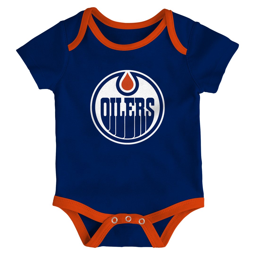 NHL Branded Infant Edmonton Oilers Triple Header 3-Pack Creeper Set
