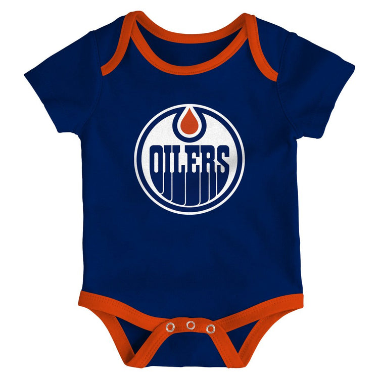 NHL Branded Infant Edmonton Oilers Triple Header 3-Pack Creeper Set