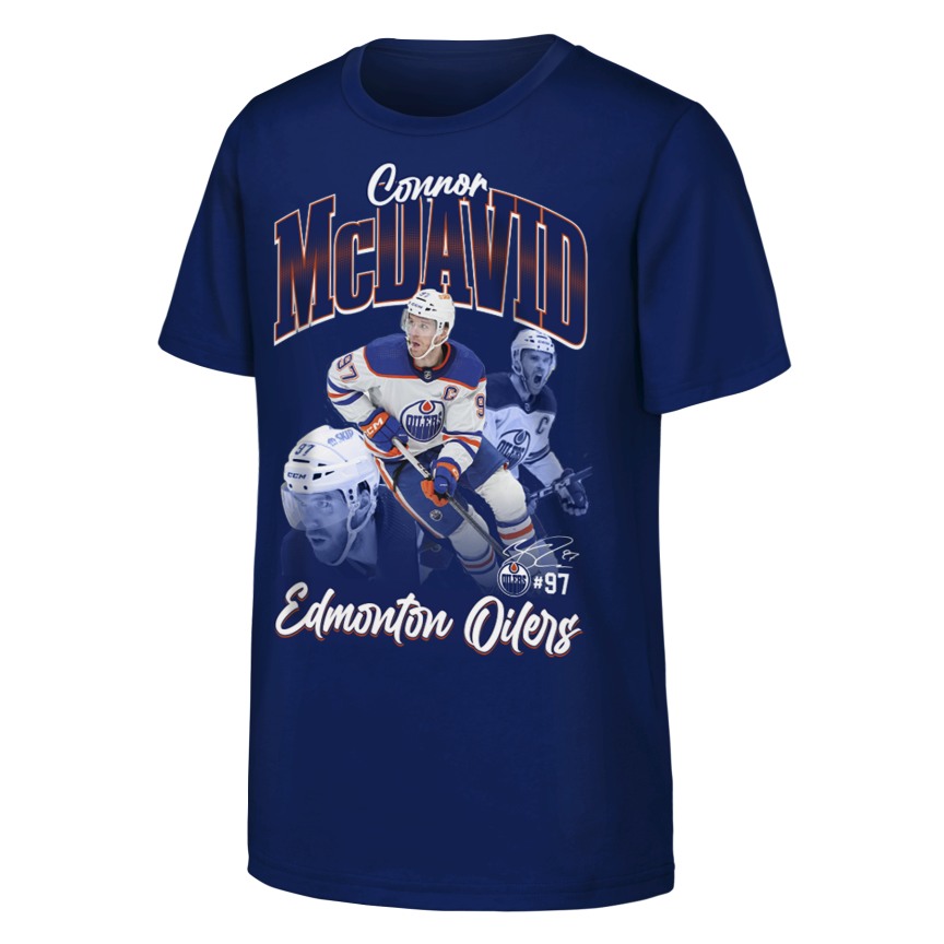 NHL Branded Youth Edmonton Oilers Connor McDavid Triple Pic T-Shirt