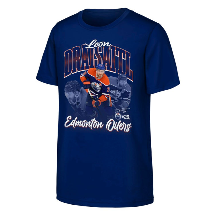 NHL Branded Youth Edmonton Oilers Leon Draisaitl Triple Pic T-Shirt