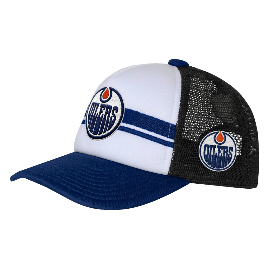 NHL Branded Youth Edmonton Oilers Unique Trucker Hat White/Blue