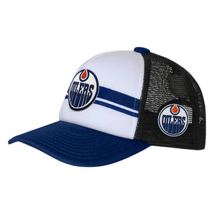 NHL Branded Youth Edmonton Oilers Unique Trucker Hat White/Blue