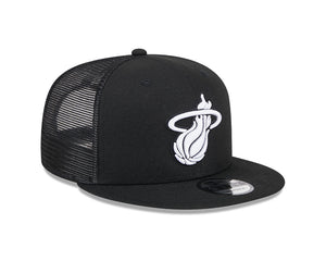 New Era Men's NBA Miami Heat 9FIFTY Trucker Cap Black/White