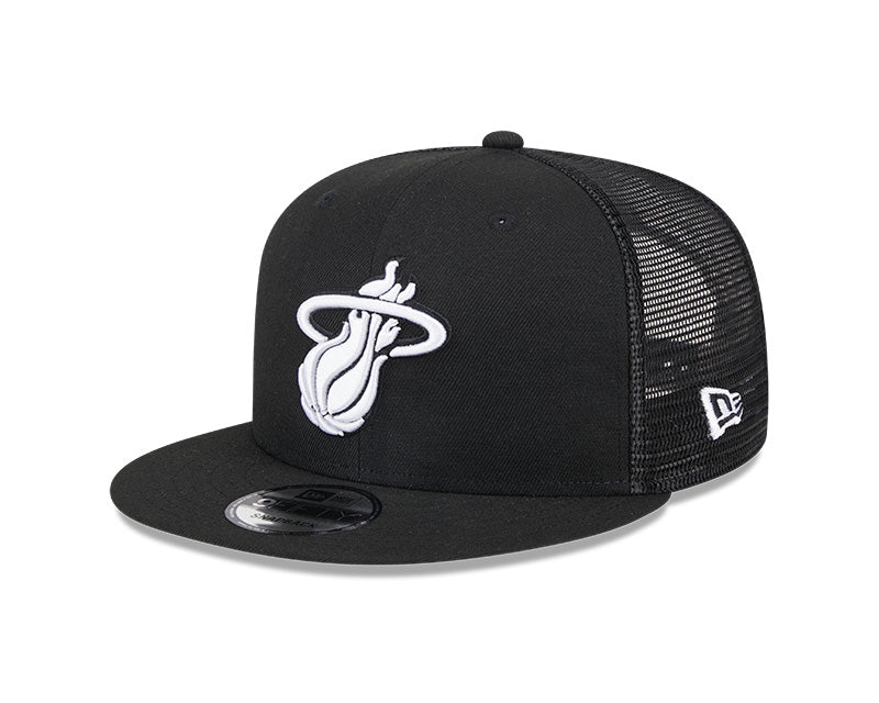 New Era Men's NBA Miami Heat 9FIFTY Trucker Cap Black/White