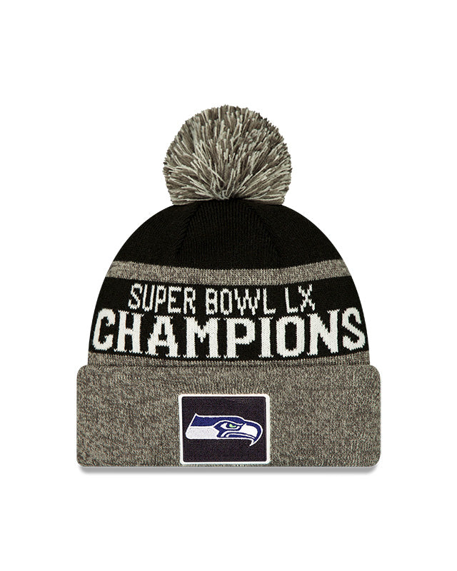 New Era Men's NFL Seattle Seahawks Super Bowl Champs Parade Cuffed Pom Knit
