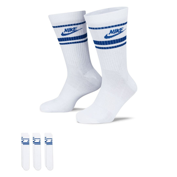 Nike Dri-Fit Essential Crew Socks 3-Pack White/Blue