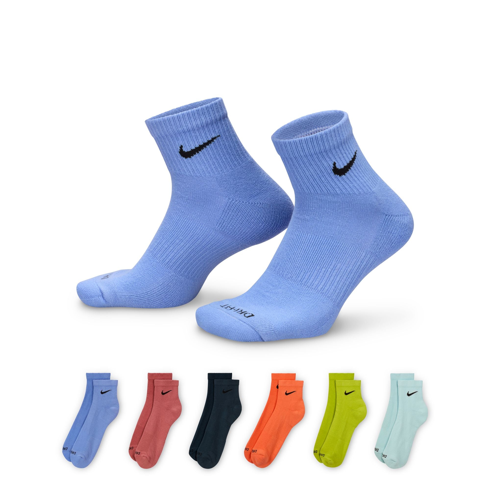 Nike Women's Everyday Plus Cushioned No Show Socks 6 Pack Grey White Blue