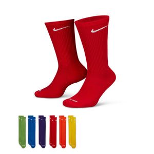 Nike Senior Everyday Plus Training Crew Socks 6-Pack Multi Core red green blue purple orange yellow