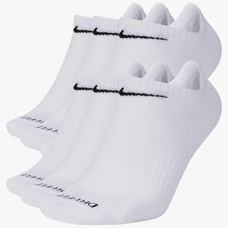 Nike Everyday Plus Training No Show Socks 6-Pack White
