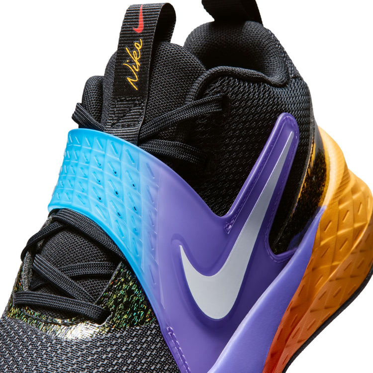 Nike Junior Team Hustle 12 Basketball Shoe BLACK/WHITE-LASER ORANGE-ACTION GRAPE
