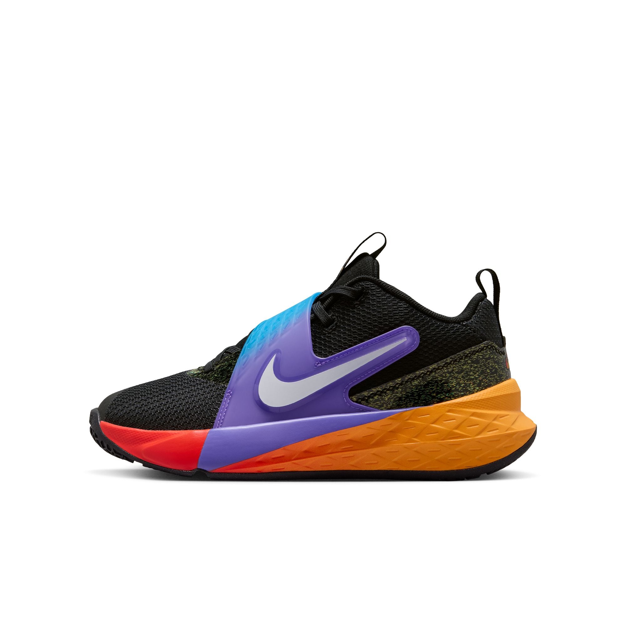 Nike Junior Team Hustle 12 Basketball Shoe BLACK/WHITE-LASER ORANGE-ACTION GRAPE

