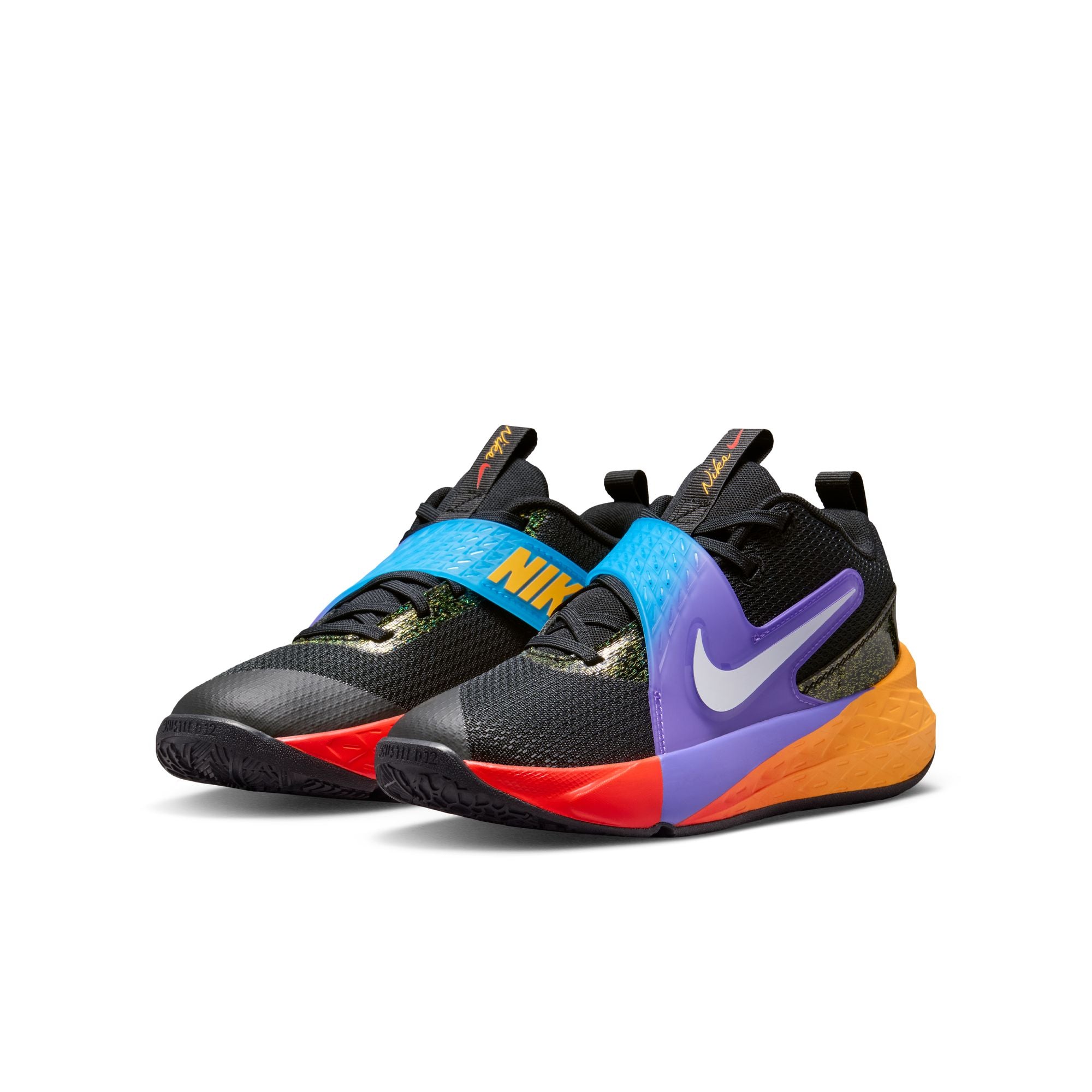 Nike Junior Team Hustle 12 Basketball Shoe BLACK/WHITE-LASER ORANGE-ACTION GRAPE
