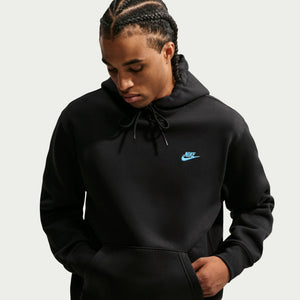Nike Men's Club Fleece Hoodie BLACK/BLACK/FOOTBALL BLUE
