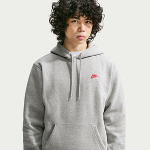 Nike Men's Club Fleece Hoodie DK GREY HEATHER/UNIVERSITY RED
