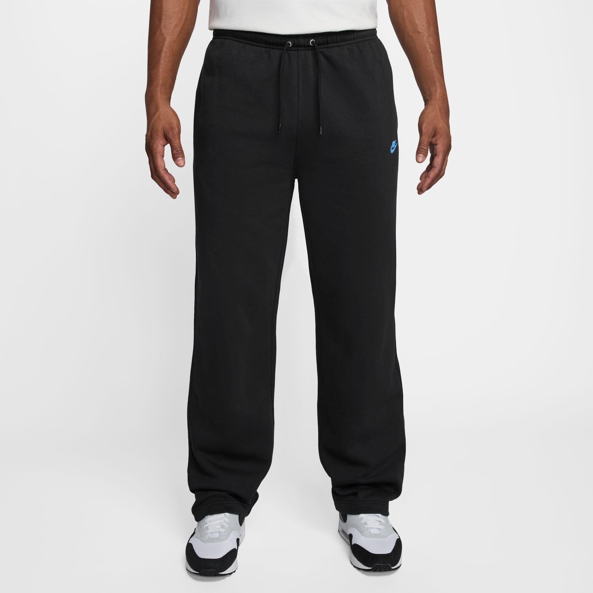Nike Men's Club Open Hem Fleece Pant BLACK/BLACK/FOOTBALL BLUE
