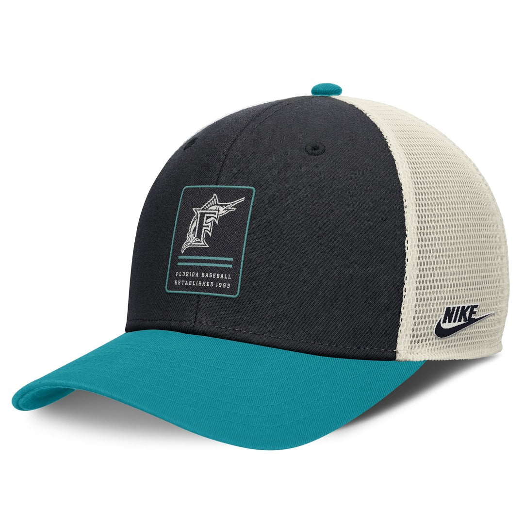 Nike Men's MLB Miami Marlins Rise ST Adj Coop Trucker Cap