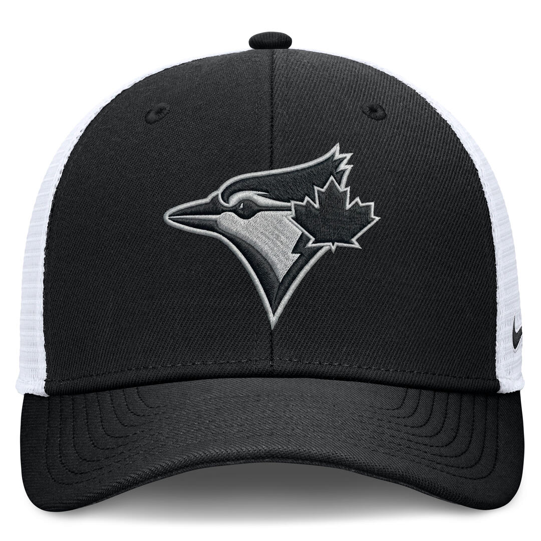 Nike Men's MLB Toronto Blue Jays Tonal Black Rise Trucker Hat Black