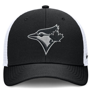 Nike Men's MLB Toronto Blue Jays Tonal Black Rise Trucker Hat Black