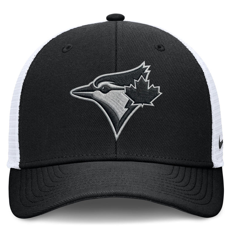 Nike Men's MLB Toronto Blue Jays Tonal Black Rise Trucker Hat Black