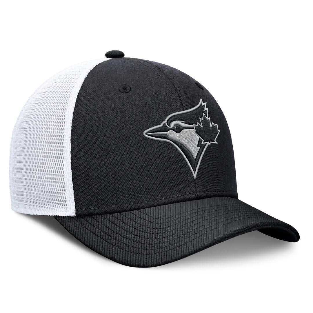 Nike Men's MLB Toronto Blue Jays Tonal Black Rise Trucker Hat Black