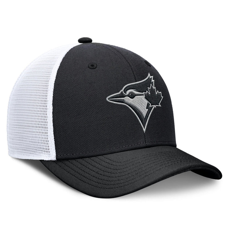 Nike Men's MLB Toronto Blue Jays Tonal Black Rise Trucker Hat Black
