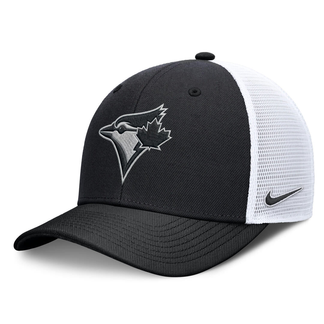 Nike Men's MLB Toronto Blue Jays Tonal Black Rise Trucker Hat Black